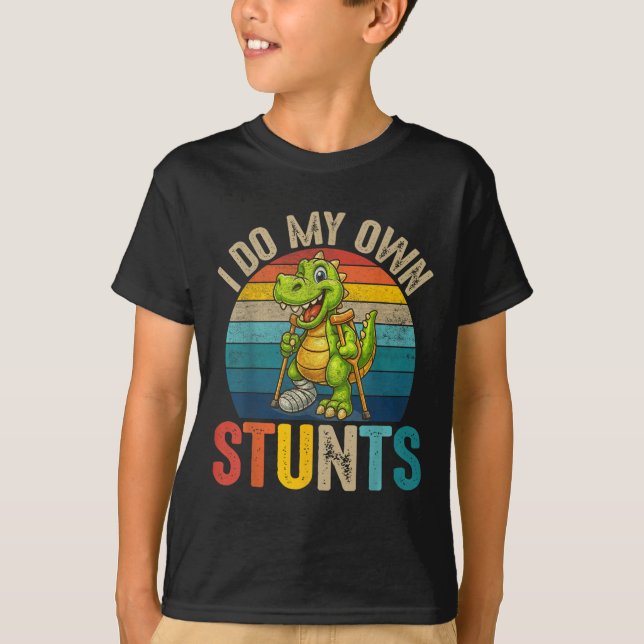Camiseta Funny I Do My Own Stunts Dinosaur Surgery Injured  (Frente)
