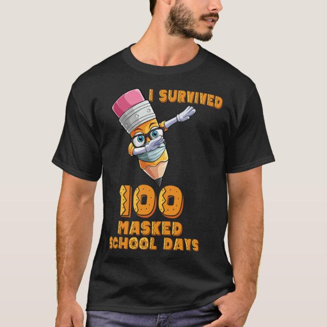 Camiseta Funny I Survived 100 Masked School Days Cool Dabbi (Frente)