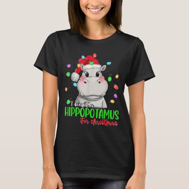 Camiseta Funny I Want A Hiptamus For Christmas Xmas Hip Lov (Frente)