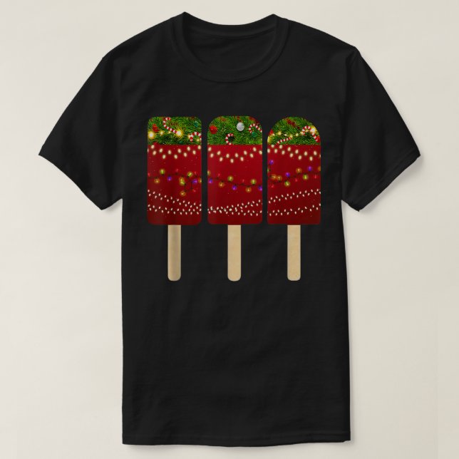 Camiseta Funny Ice Cream Cute Merry Christmas Lights Ice Cr (Frente do Design)