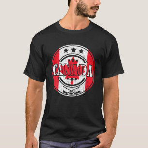 Camiseta Funny Ice Hockey Stick Maple Leaf Canadian Flag Ca
