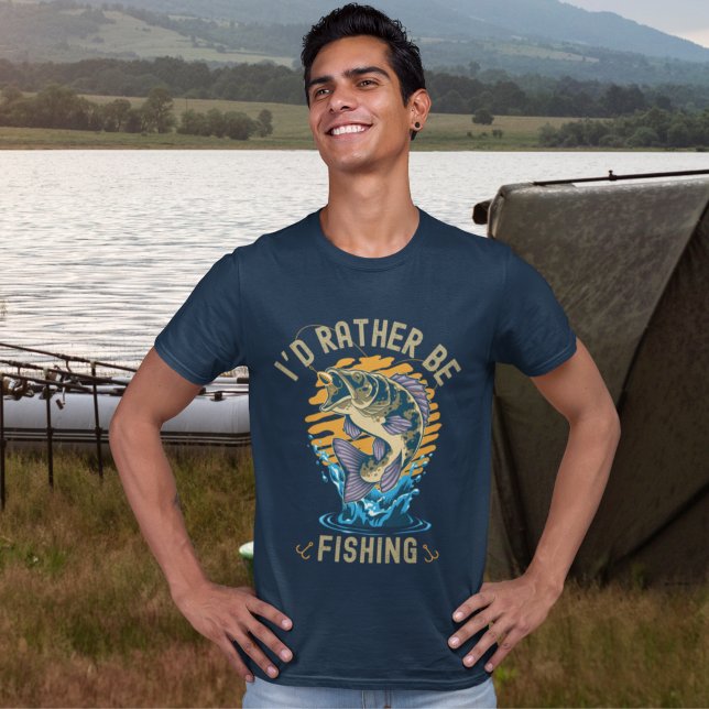 Camiseta Funny I'd rather be fishing (Criador carregado)