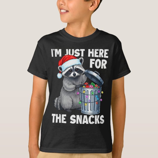 Camiseta Funny I'm Just Here For The Snacks Raccoon Christm (Frente)