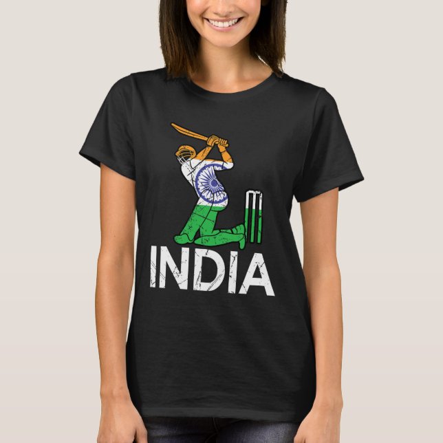 Camiseta Funny India Flag Cricket Supporters Tee Indian Cri (Frente)