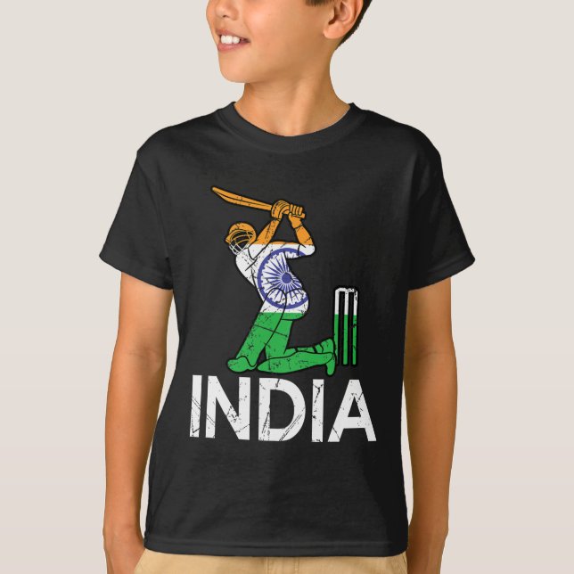 Camiseta Funny India Flag Cricket Supporters Tee Indian Cri (Frente)