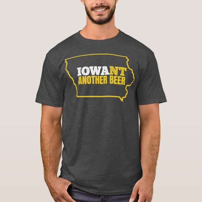 Camiseta Funny Iowa Beer afligiu o mapa do Estado de Iowa (Frente)