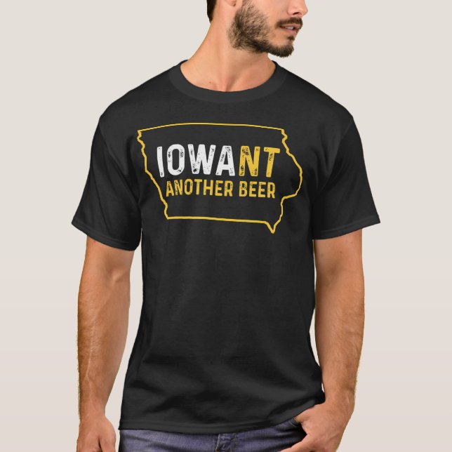 Camiseta Funny Iowa Beer afligiu o mapa do Estado de Iowa (Frente)