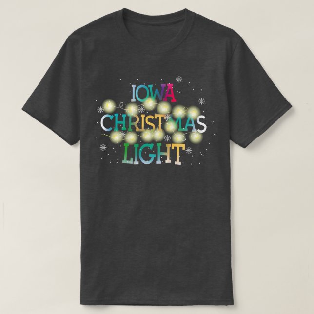 Camiseta Funny Iowa State Christmas Light Pajama Cute Tee (Frente do Design)