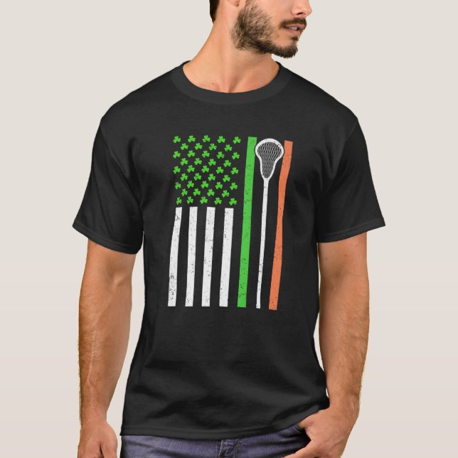 Camiseta Funny Irish American Flag Lacrosse St. Patrick's D (Frente)