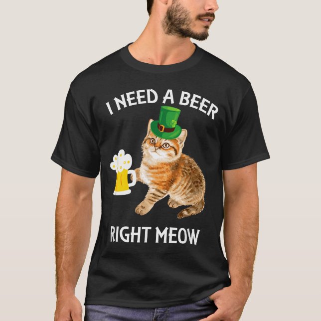 Camiseta Funny Irish Beer Cat St Patricks Day Drinking With (Frente)