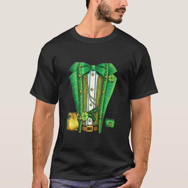 Camiseta Funny Irish Leprechaun Costume Suit Tuxedo Rua Pat (Frente)
