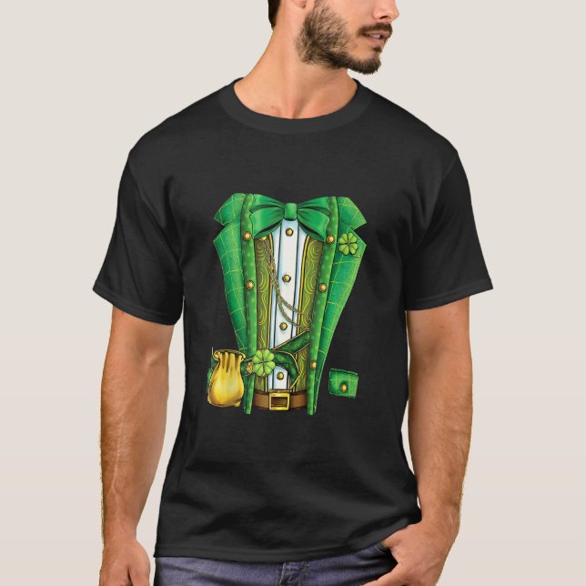 Camiseta Funny Irish Leprechaun Costume Suit Tuxedo Rua Pat (Frente)