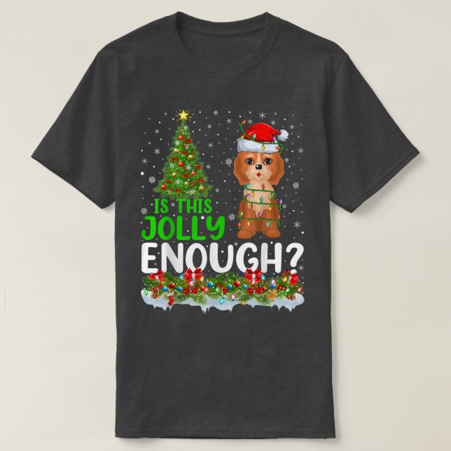 Camiseta Funny Is This Jolly Enough Santa Cockapoo Dog Chri (Frente do Design)