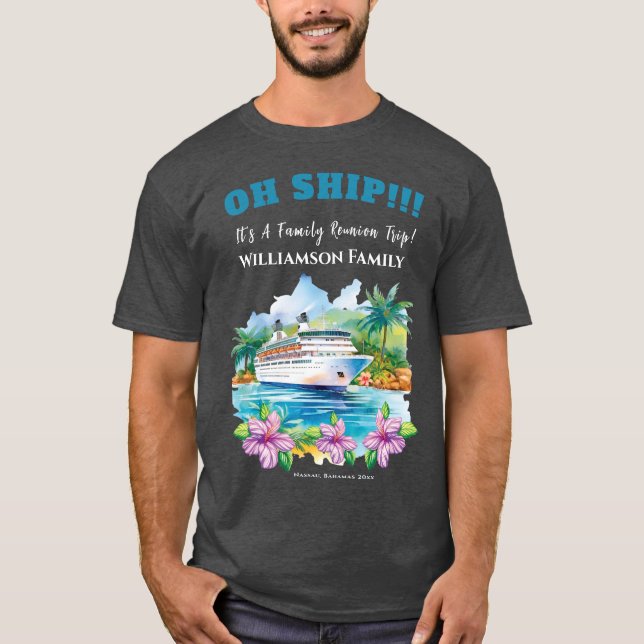 Camiseta Funny Island Cruise Ship Family Reunion (Frente)