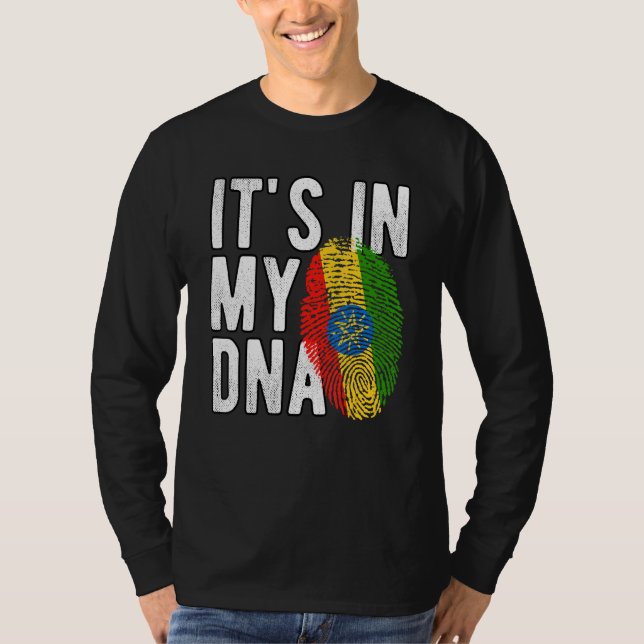 Camiseta Funny it's in my DNA Ethiopia flag Fingerprint (Frente)