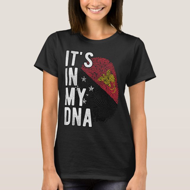 Camiseta Funny It's In My Dna Papua New Guinea Flag Fingerp (Frente)