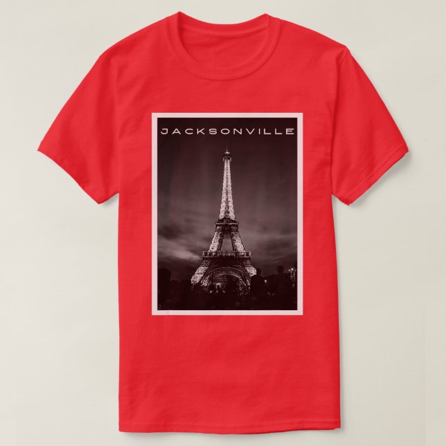 Camiseta Funny Jacksonville FL Eiffel Tower Wong Nome da ci (Frente do Design)
