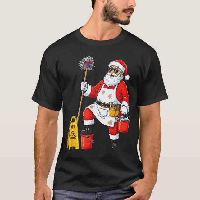 Camiseta Funny Janitor Santa Christmas Graphic Cleaner Clea (Frente)