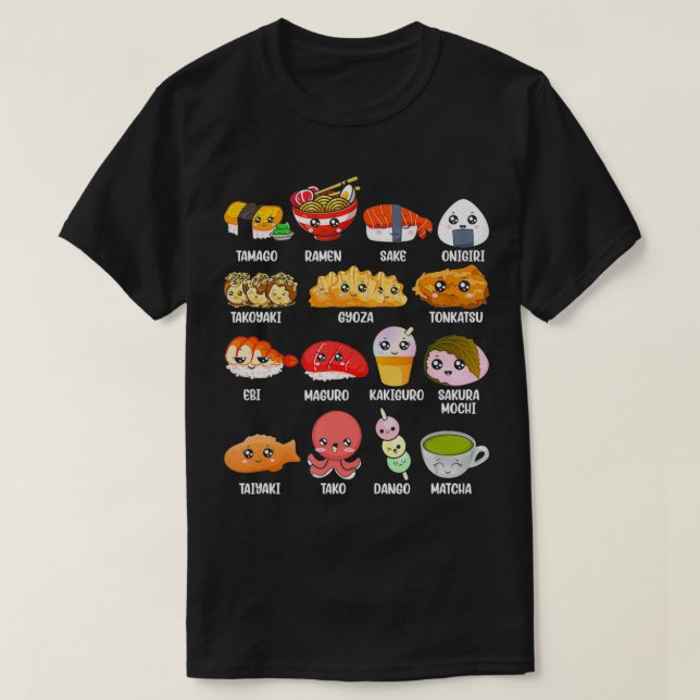 Camiseta Funny Japanese Asian Food Fan Kawaii Ramen Sushi J (Frente do Design)