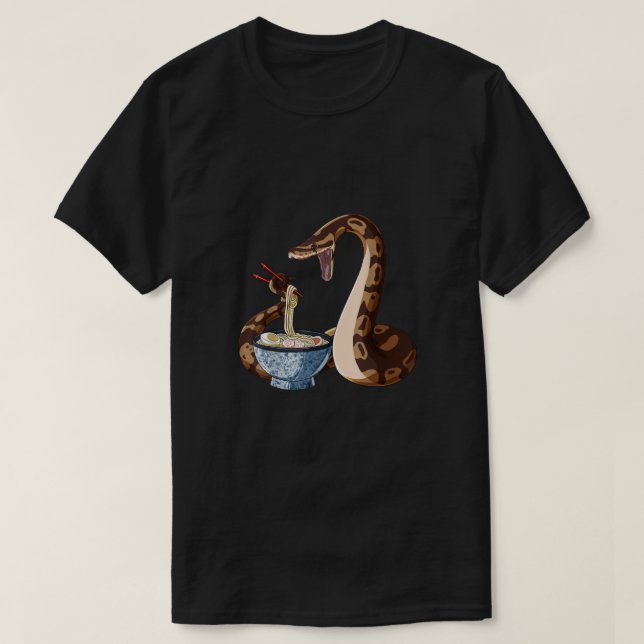Camiseta Funny Japanese Kawaii Ramen Snake Ball Python0 (Frente do Design)