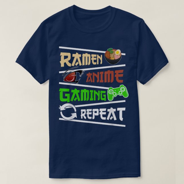 Camiseta Funny Japanese Manga Anime Gaming Anime Ramen Game (Frente do Design)