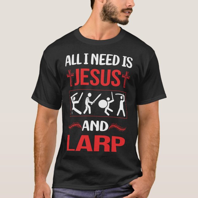 Camiseta Funny Jesus Larp Larping RPG Roleplay Roleplay (Frente)