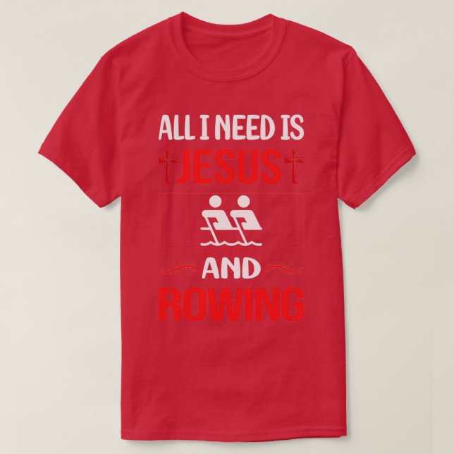 Camiseta Funny Jesus Rowing Row Rower (Frente do Design)