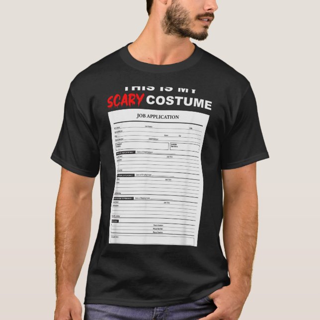 Camiseta Funny Job Application Form Y Halloween Costume  (Frente)