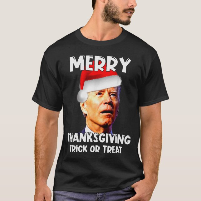 Camiseta Funny Joe Biden Santa Hat Merry Thanksgiving Chris (Frente)