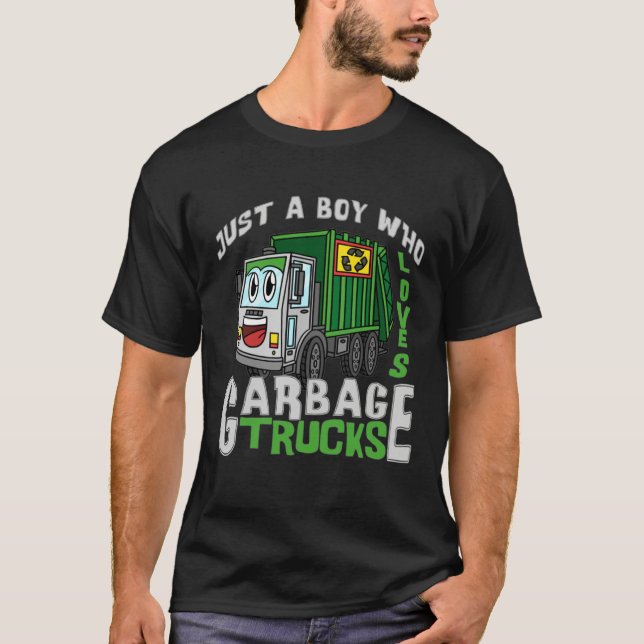 Camiseta Funny Just A Boy Who Loves Garbage Trucks (Frente)