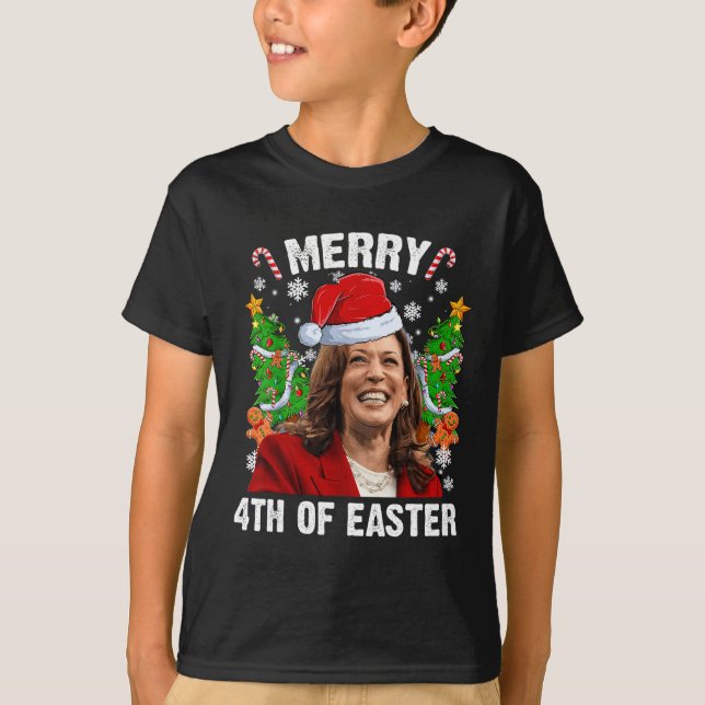 Camiseta Funny Kamala Harris Natal Santa Hat Feliz 4 (Frente)