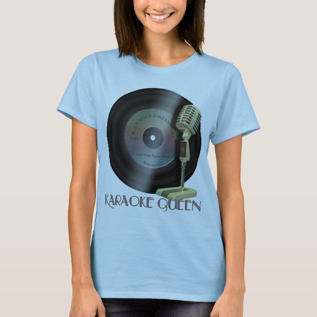 Camiseta Funny Karaoke Queen Vinyl Record (Frente)