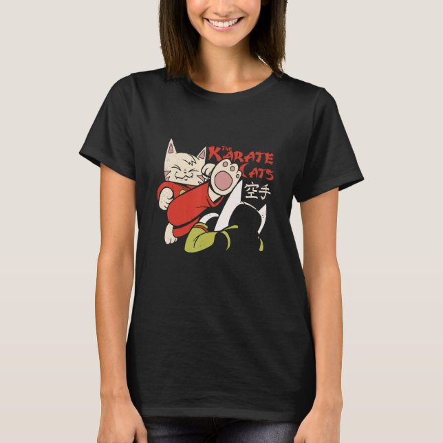 Camiseta Funny Karate Cat Lutando Gatinho De Combate De Kit (Frente)