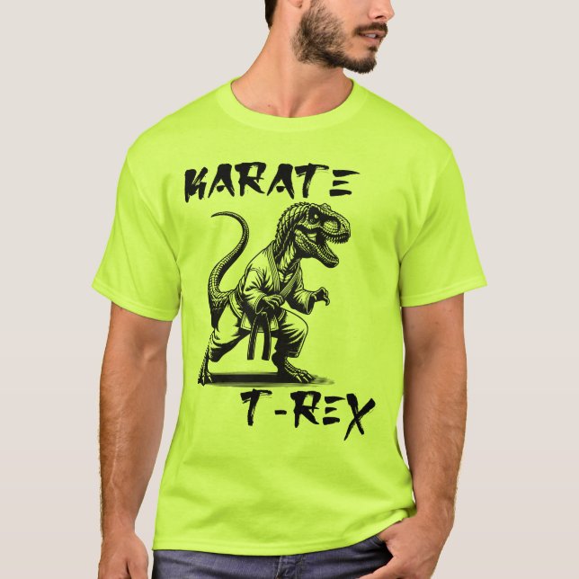 Camiseta Funny Karate T-Rex Dinosaur T-Shirt (Frente)