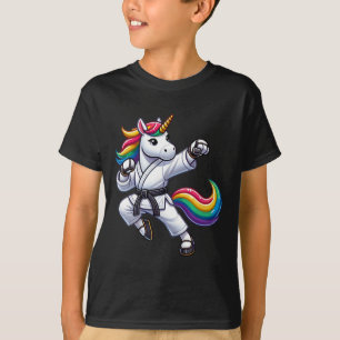 Camiseta Funny Karate Unicorn Black Belt Atletas Meninas