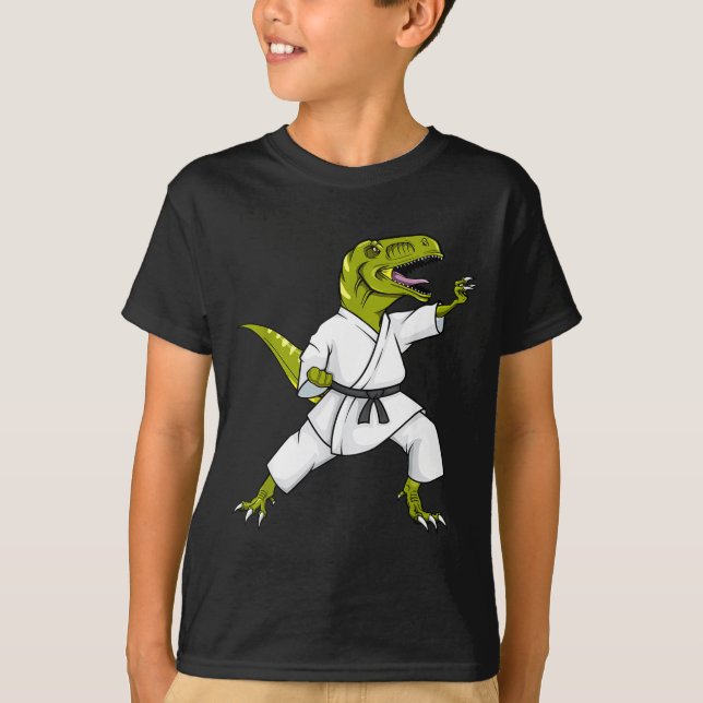 Camiseta Funny Karatesaurus T-rex Dinosaur Karate Samurai D (Frente)