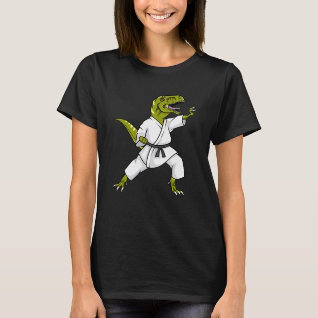 Camiseta Funny Karatesaurus T-Rex Dinosaur Karate Samurai D (Frente)