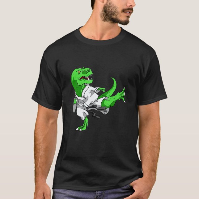 Camiseta Funny Karatesaurus Trex Karatê Dinossauro Menina M (Frente)