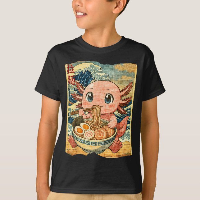 Camiseta Funny Kawaii Axolotl Ramen Noodle Bowl Japanese Wa (Frente)