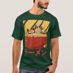 Camiseta Funny Kawaii Cat Eating Ramen Noodles Japanese Foo