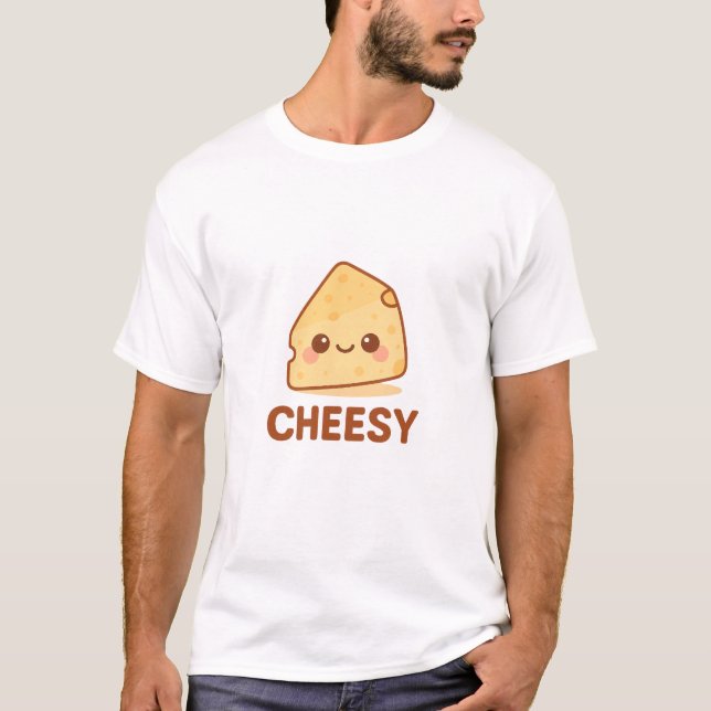 Camiseta Funny Kawaii Cheese Slice – Cute “Cheesy” Cartoon  (Frente)