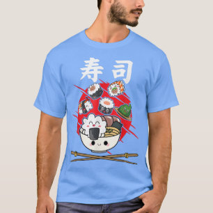 Camiseta Funny Kawaii Sushi Comida Anime japonês Rice Japão