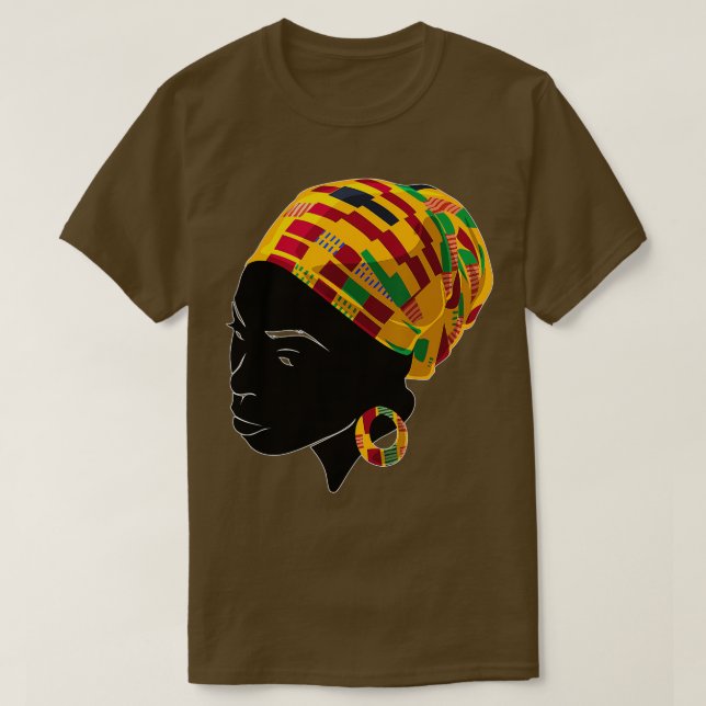Camiseta Funny Kente Cloth Head Wrap Gift Para A América Af (Frente do Design)