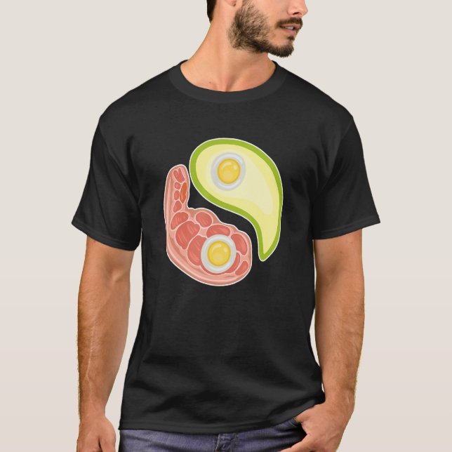 Camiseta Funny Keto Diet Meat Eggs Avocado Ying Yang Zen Sy (Frente)