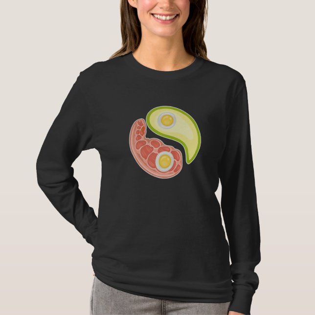 Camiseta Funny Keto Diet Meat Eggs Avocado Ying Yang Zen Sy (Frente)