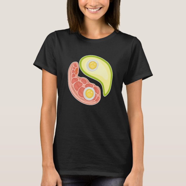 Camiseta Funny Keto Diet Meat Eggs Avocado Ying Yang Zen Sy (Frente)