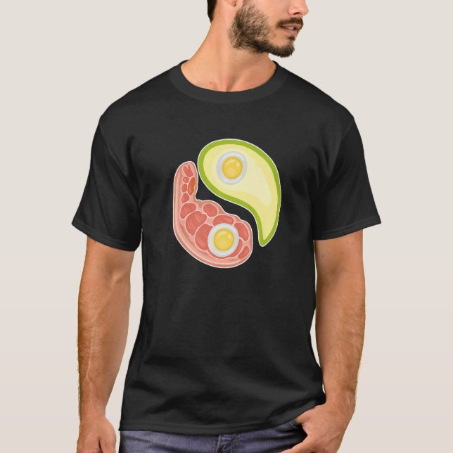 Camiseta Funny Keto Diet Meat Eggs Avocado Ying Yang Zen Sy (Frente)