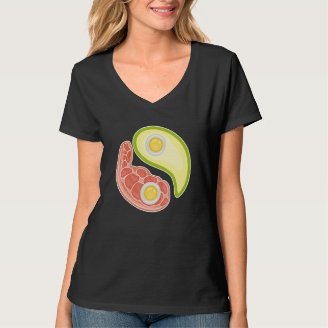 Camiseta Funny Keto Diet Meat Eggs Avocado Ying Yang Zen Sy (Frente)
