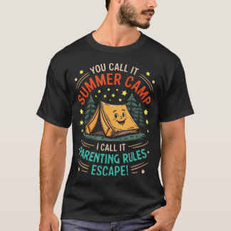 Camiseta Funny Kids Summer Camp Parenting Rules Escape Tent