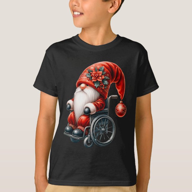 Camiseta Funny Kids Wheelchair Santa Graphic For Men Christ (Frente)